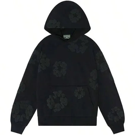 Black denim tear hoodie